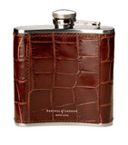 Aspinal of London mock crocodile leather hip flask 142ml - British product