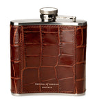 Aspinal of London mock crocodile leather hip flask 142ml - British product