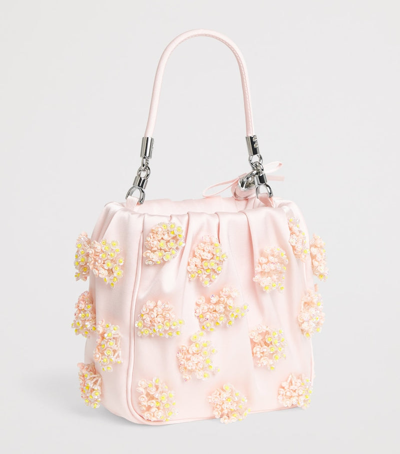 Self-Portrait satin beaded top-handle bag (British brand)