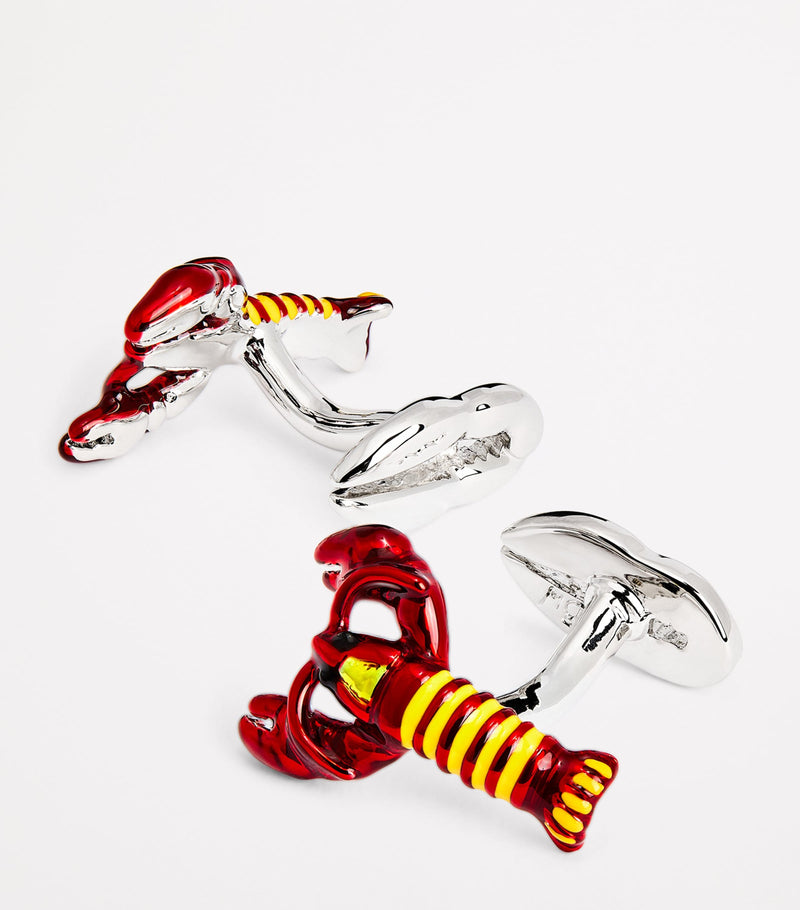 Babette Wasserman rhodium-plated enamel lobster cufflinks (British brand)