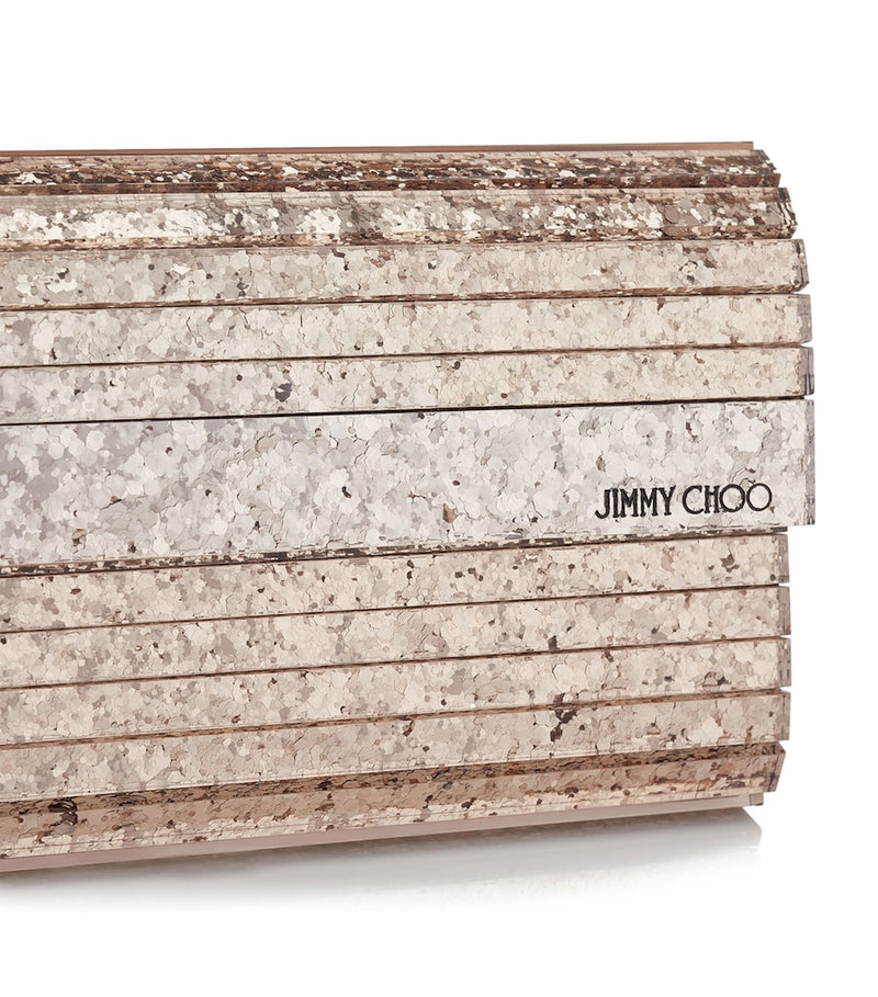 Jimmy Choo gold-toned glitter Sweetie clutch - British product