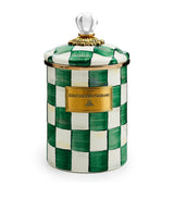 Harrods Hand-Painted Emerald Check Medium Storage Canister 22cm Height- Buy online at McGrocer