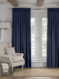 Navy blue made to measure cotton curtains - British product
