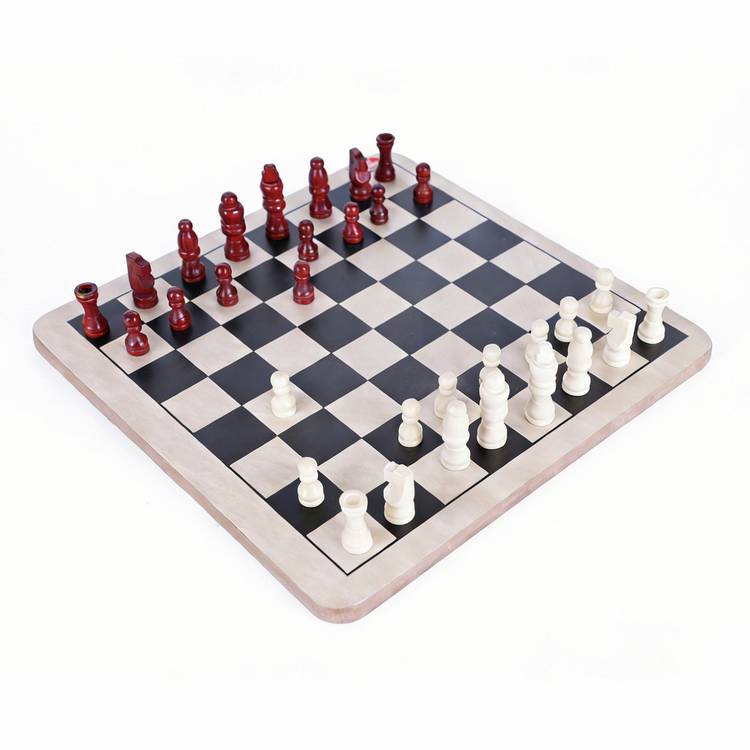 Chad Valley wooden chess and draughts board game, UK version
