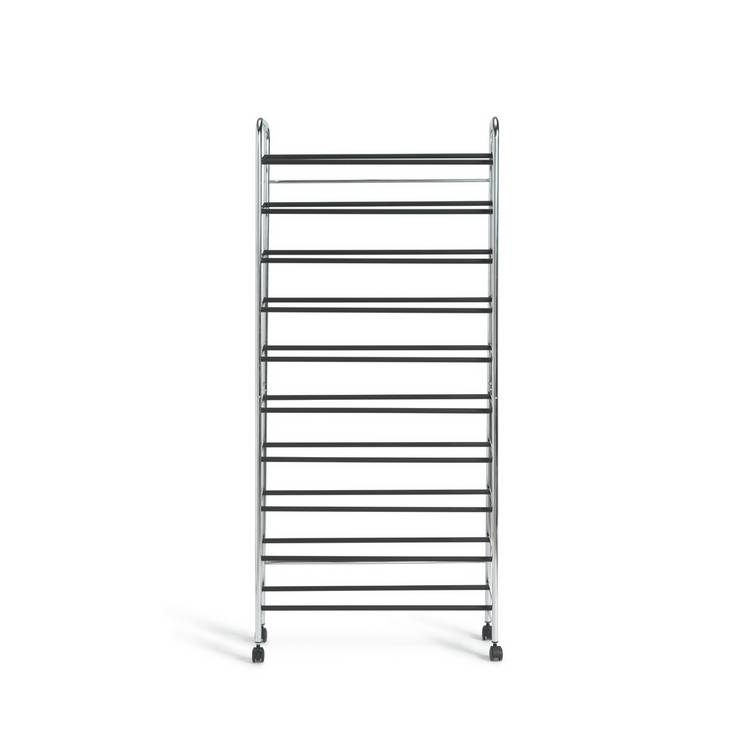 Argos Home Yori rolling shoe rack chrome, imported from the UK