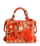 Dolce Gabbana raffia-leather embellished top-handle bag (British brand)
