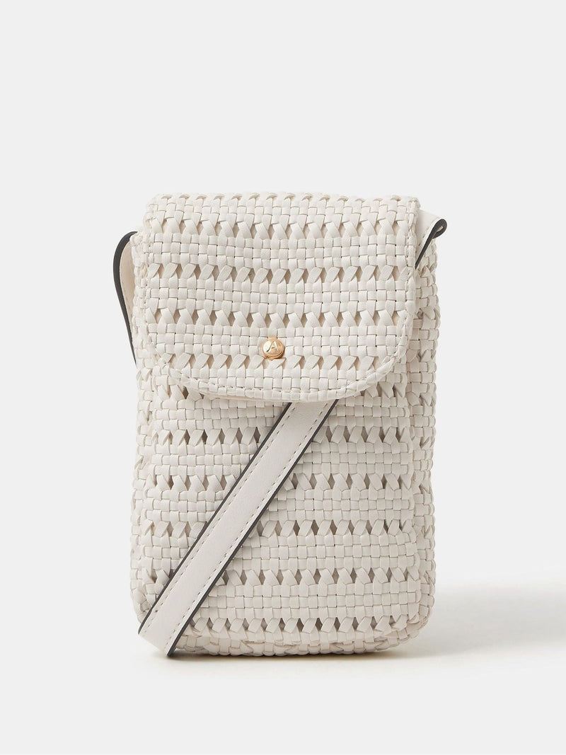 Accessorize white woven phone bag (British brand)
