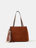 Accessorize brown faux suede tote bag with scarf charm (British brand)