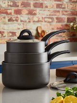 Next Tower 3 Piece Clear Ceramic Saucepan Set- Buy online at McGrocer
