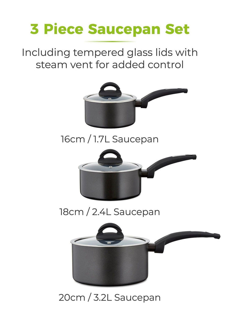 Tower ceramic nonstick saucepan set 3 piece (British brand)