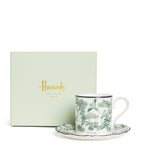 Harrods bone china toile espresso cup and saucer (British brand)
