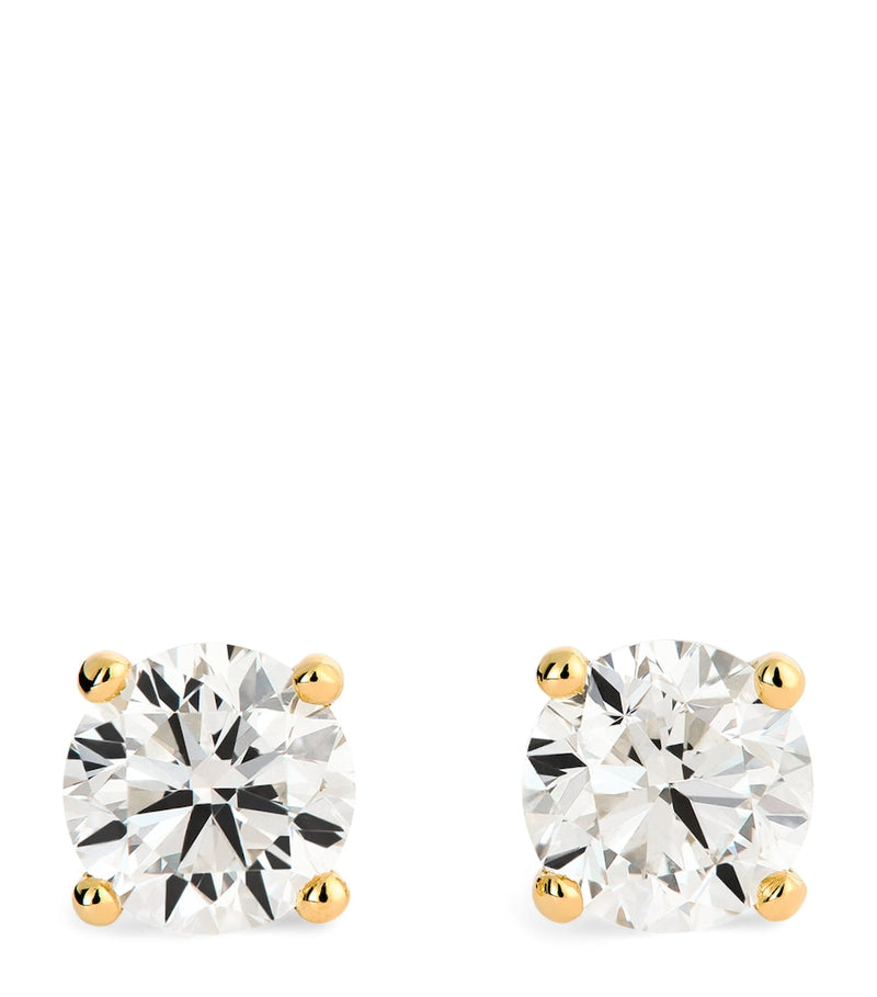 Harrods diamond stud earrings yellow gold 1.00ctw (British brand)