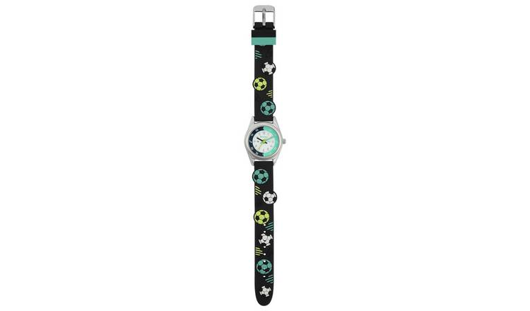 Tikkers kids watch navy 3D coloured football strap, UK version