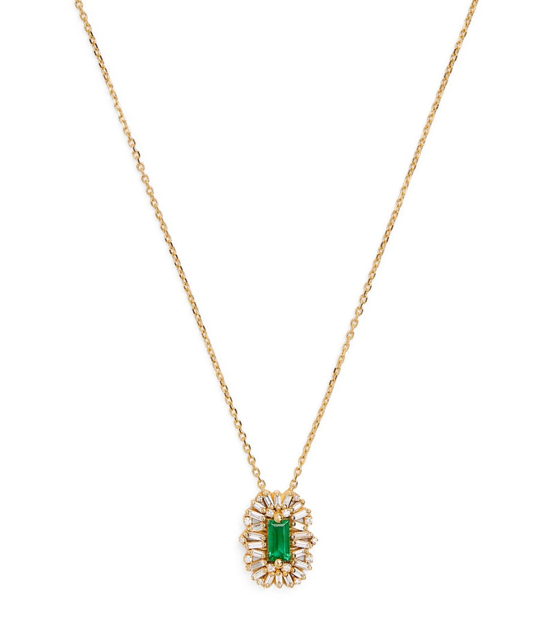 Suzanne Kalan emerald diamond yellow gold necklace, UK version