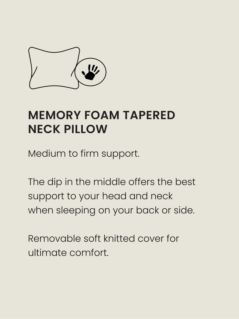 Tapered neck memory foam pillow (British brand)