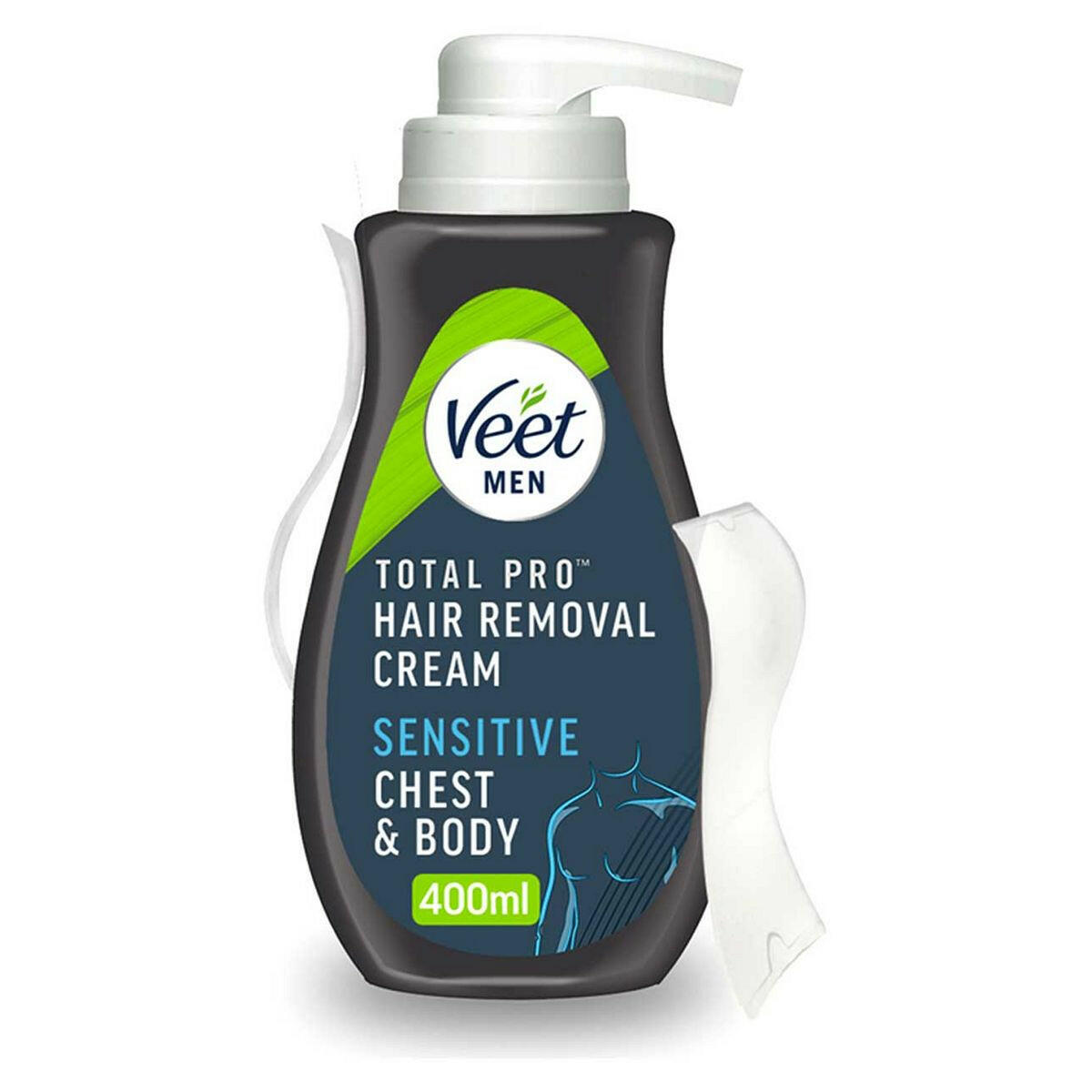 Veet Men Total Pro Hair Removal Cream Chest & Body Sensitive - 400ml Men's Toiletries Boots