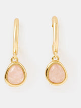 Next Accessorize Gold Tone 14ct Rose Quartz Drop Hoop Earrings- Buy online at McGrocer