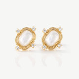 Superdrug MUCHV White Pearl Stud Earrings in 18k Gold or Silver 1.3cm- Buy online at McGrocer