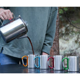Alpine Mountain Gear percolator set with four carabiner mugs, UK version