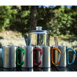 Alpine Mountain Gear percolator set with four carabiner mugs, UK version