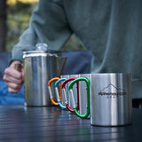 Alpine Mountain Gear percolator set with four carabiner mugs, UK version