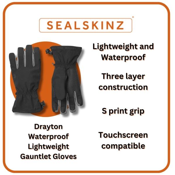 Sealskinz waterproof lightweight gauntlet gloves, UK version