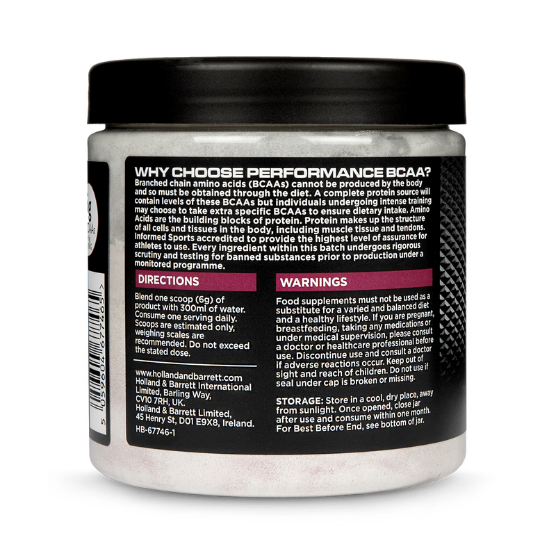 Performance BCAA supplement apple and blackcurrant 300g (British brand)
