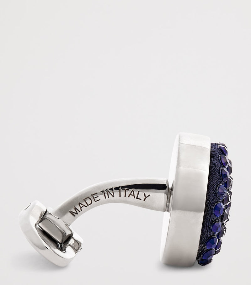 Giorgio Armani sterling silver cufflinks with blue pavé crystals, imported from the UK