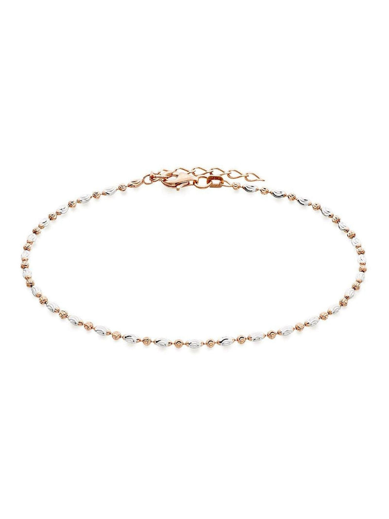 Silver and rose gold plated sparkle anklet 24cm (British brand)