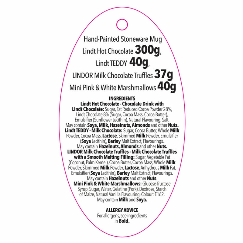 Lindt Hot Chocolate Mug Set stoneware mug and chocolates - British product