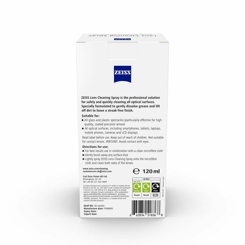 Zeiss lens cleaning spray 4x120ml, imported from the UK
