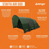 Vango Staffa Air 5 person inflatable tent, imported from the UK