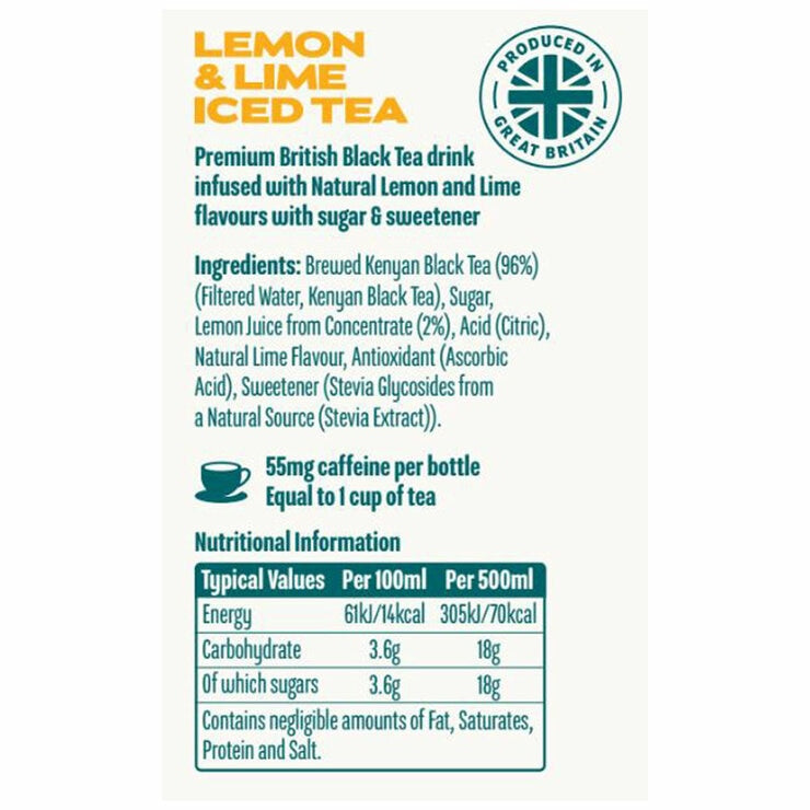 Harry Bromptons Lemon & Lime Iced Tea 12x500ml, UK version