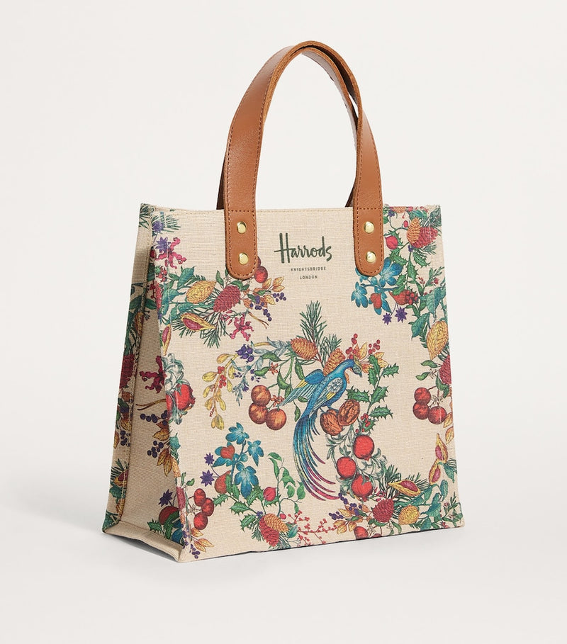 Harrods Small Great Feast jacquard shopper bag, imported from the UK