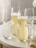 Jeray Clear Final Touch Set of 4 Bubbles Stemless Champagne Sp Glasses