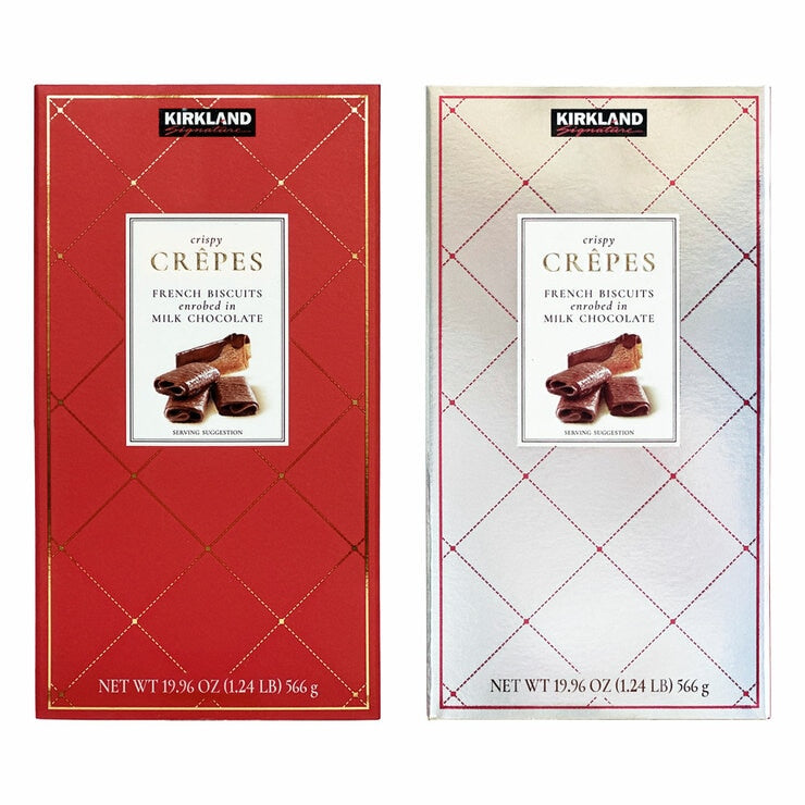 Kirkland Signature milk chocolate crêpes 2 colours 566g, UK version