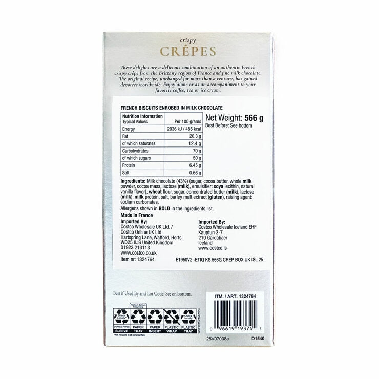 Kirkland Signature milk chocolate crêpes 2 colours 566g, UK version