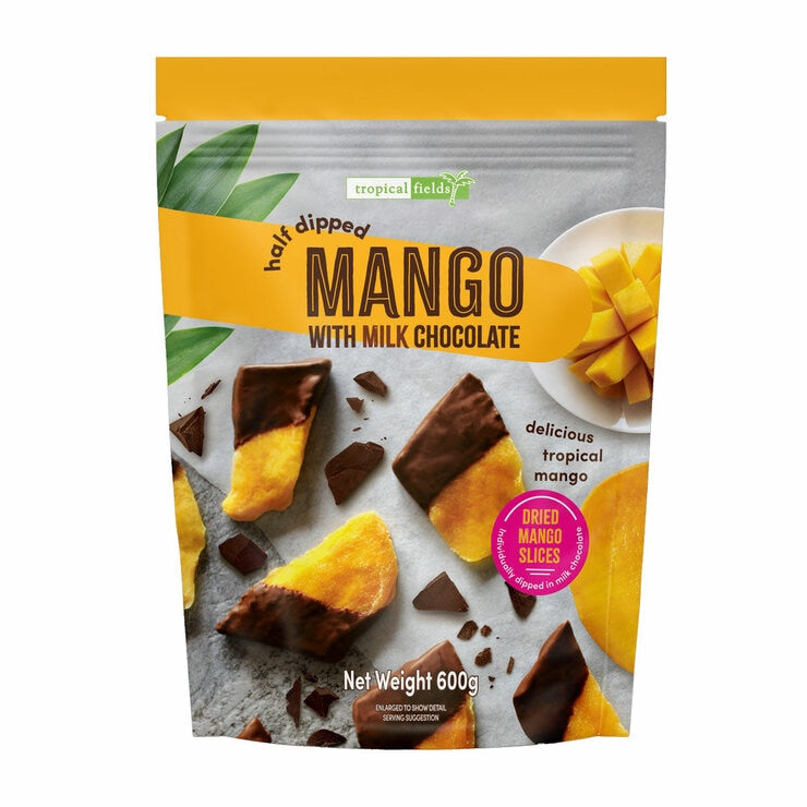 Tropical Fields milk chocolate dipped mango 600g, imported from the UK