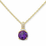 Costco round cut amethyst diamond pendant 18ct gold - British product