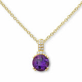 Costco UK Round Cut Amethyst and 0.09ctw Diamond Pendant, 18ct Yellow Gold, 18-Inch Chain- Buy online at McGrocer