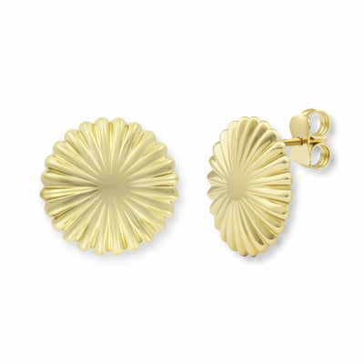 Costco UK 14ct Yellow Gold Textured Disc Stud Earrings- Buy online at McGrocer