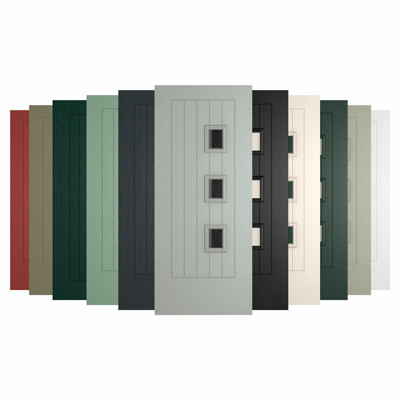HomeFrame composite front door Rotterdam style with right window panes, imported from the UK