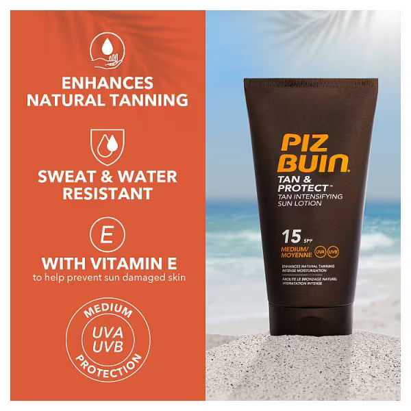 Piz Buin Sun Lotion SPF 15 Medium 150ml, imported from the UK
