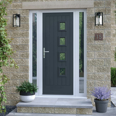 Costco UK HomeFrame Amsterdam Right Window Panes Composite Front Door (Up to 1m Wide) in Various Colours- Buy online at McGrocer