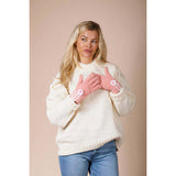 SVNX gestrickte Blumenhandschuhe in Pink Einheitsgröße - Britisches Produkt