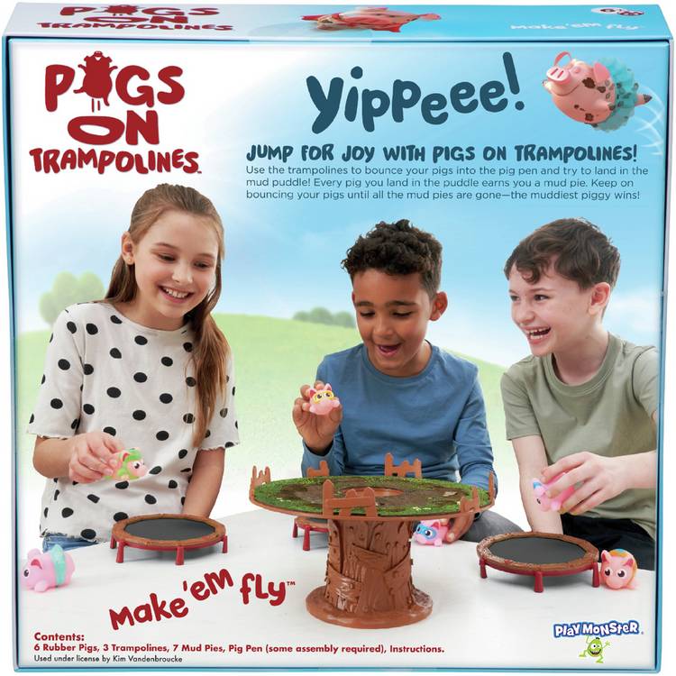Pigs On Trampolines game rubber pigs trampoline set - British product