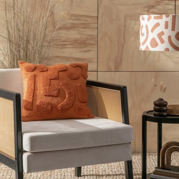Habitat Abstract Tufted Cushion Orange 43x43cm - British product