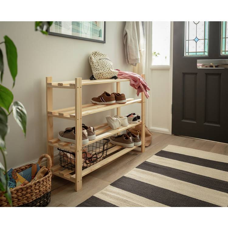 Argos Home 4 shelf shoe storage rack pine, imported from the UK
