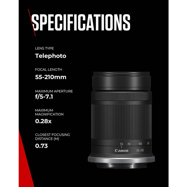 Canon 55-210mm f/5-7.1 IS STM telephoto lens - British product
