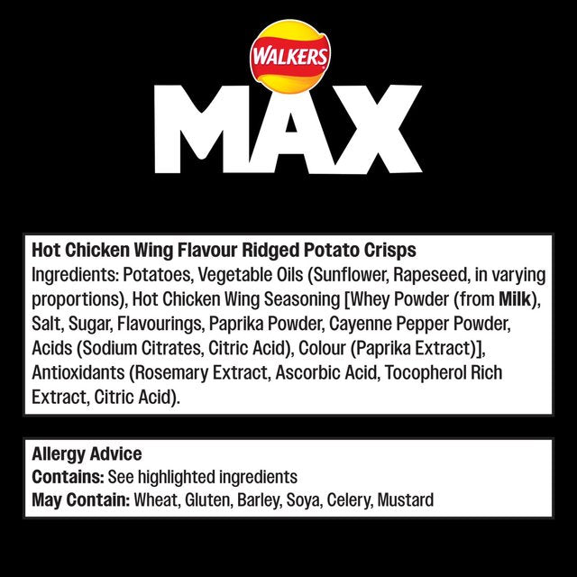 Walkers Max Strong Hot Chicken Wings Sharing Bag Crisps 140g GOODS M&S
